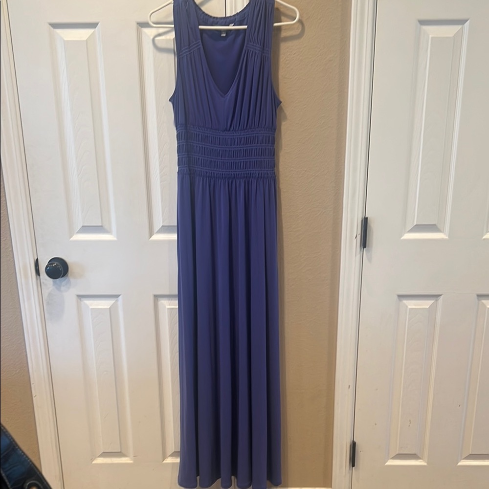 Daisy Fuentes Blue Ruched Maxi Dress for Weddings